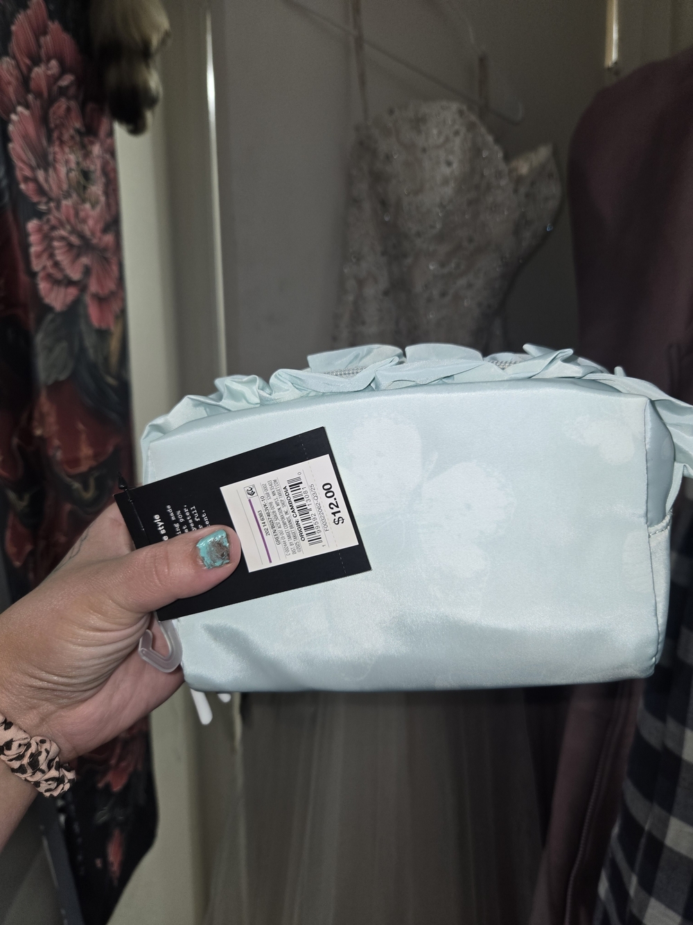 Target Light Blue Floral Ruffle Cosmetic Pouch